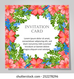 Wedding invitation cards with floral elements