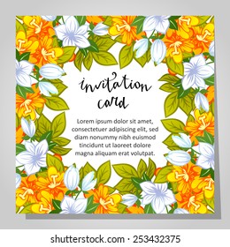 Wedding invitation cards with floral elements