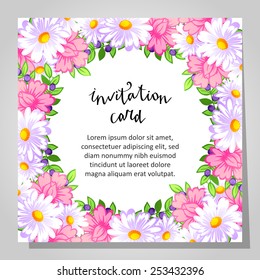 Wedding invitation cards with floral elements