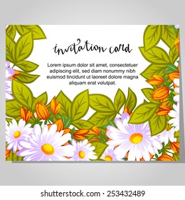 Wedding invitation cards with floral elements