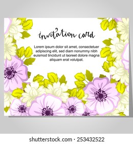 Wedding invitation cards with floral elements