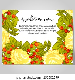 Wedding invitation cards with floral elements