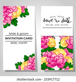Wedding invitation cards with floral elements