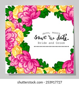Wedding invitation cards with floral elements