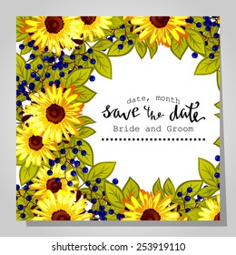 Wedding invitation cards with floral elements