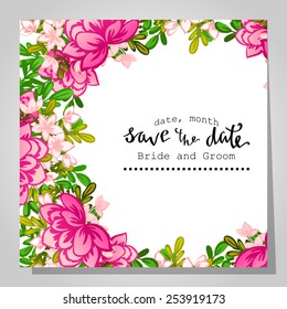 Wedding invitation cards with floral elements