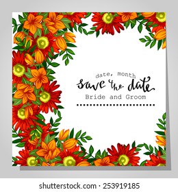 Wedding invitation cards with floral elements