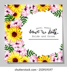Wedding invitation cards with floral elements