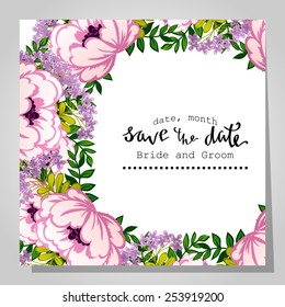 Wedding invitation cards with floral elements