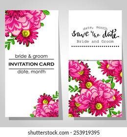 Wedding invitation cards with floral elements