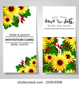 Wedding invitation cards with floral elements