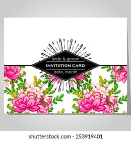 Wedding invitation cards with floral elements