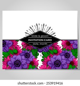 Wedding invitation cards with floral elements