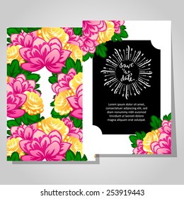 Wedding invitation cards with floral elements
