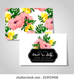 Wedding invitation cards with floral elements