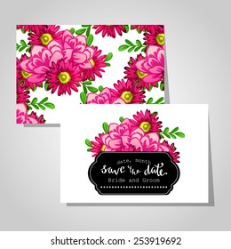 Wedding invitation cards with floral elements