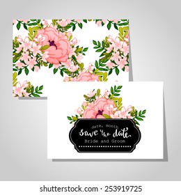 Wedding invitation cards with floral elements