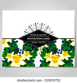 Wedding invitation cards with floral elements