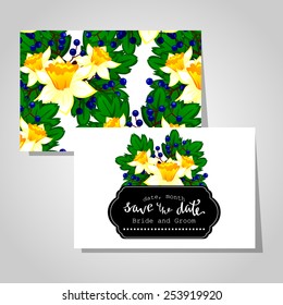 Wedding invitation cards with floral elements