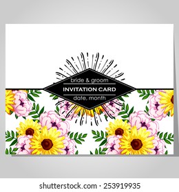 Wedding invitation cards with floral elements