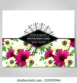 Wedding invitation cards with floral elements