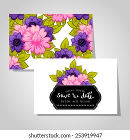 Wedding invitation cards with floral elements