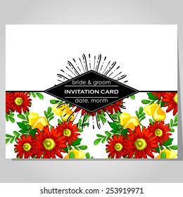 Wedding invitation cards with floral elements