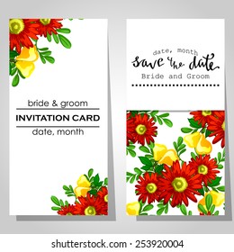 Wedding invitation cards with floral elements
