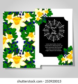 Wedding invitation cards with floral elements