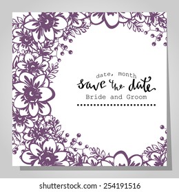 Wedding invitation cards with floral elements