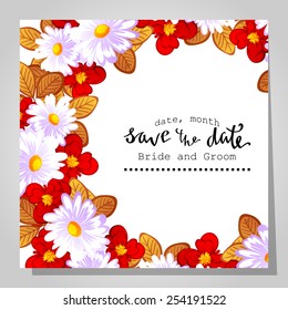 Wedding invitation cards with floral elements