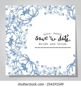 Wedding invitation cards with floral elements