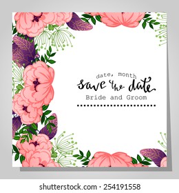 Wedding invitation cards with floral elements