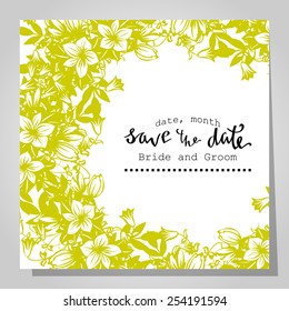 Wedding invitation cards with floral elements