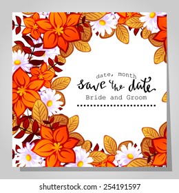 Wedding invitation cards with floral elements