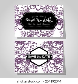 Wedding invitation cards with floral elements