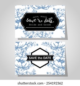 Wedding invitation cards with floral elements