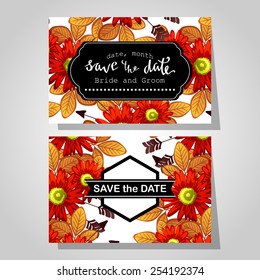 Wedding invitation cards with floral elements