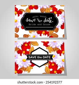 Wedding invitation cards with floral elements