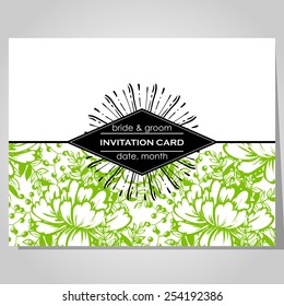 Wedding invitation cards with floral elements