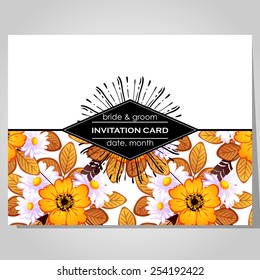 Wedding invitation cards with floral elements
