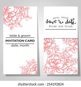 Wedding invitation cards with floral elements