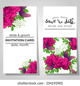 Wedding invitation cards with floral elements