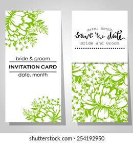 Wedding invitation cards with floral elements