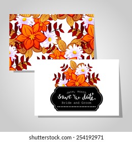 Wedding invitation cards with floral elements