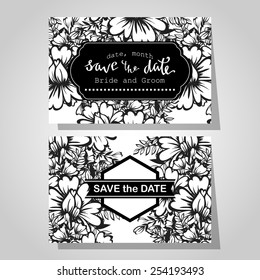 Wedding invitation cards with floral elements