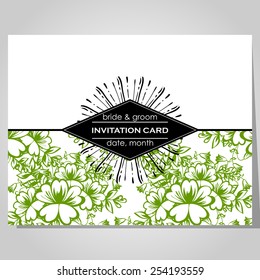 Wedding invitation cards with floral elements