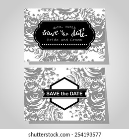 Wedding invitation cards with floral elements