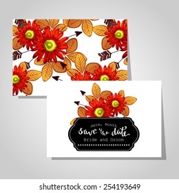 Wedding invitation cards with floral elements