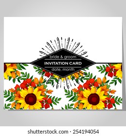 Wedding invitation cards with floral elements
